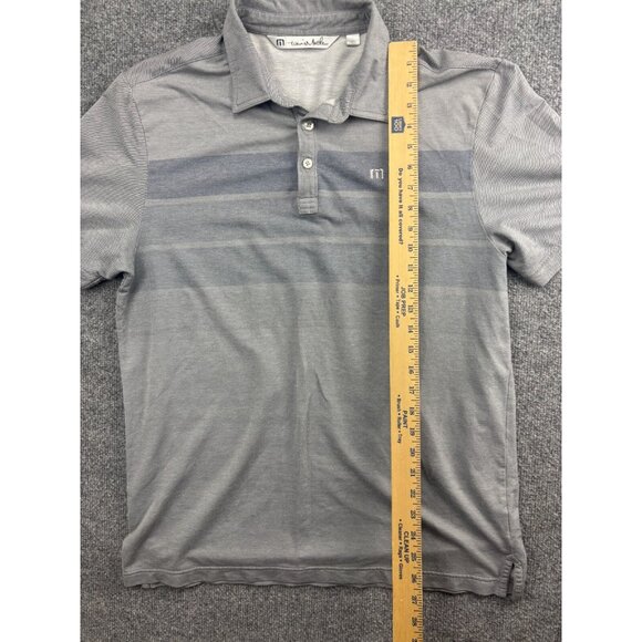 Travis Mathew Polo Shirt Men's Large Gray Stripe Pocket Short Sleeve Button - Picture 3 of 6